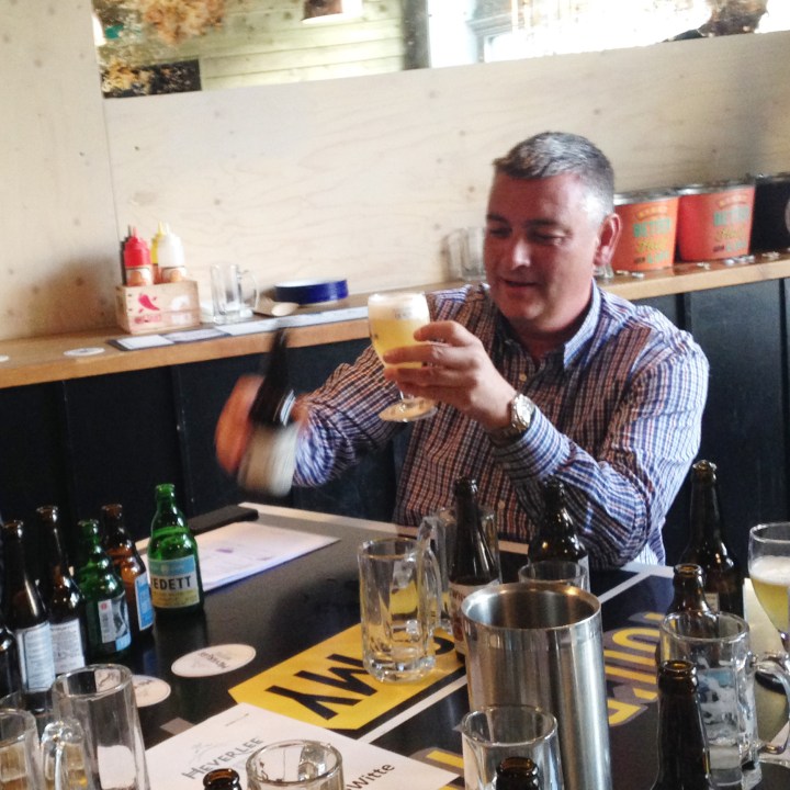 Joris Brams, Heverlee's head brewer, serving up beer and knowledge